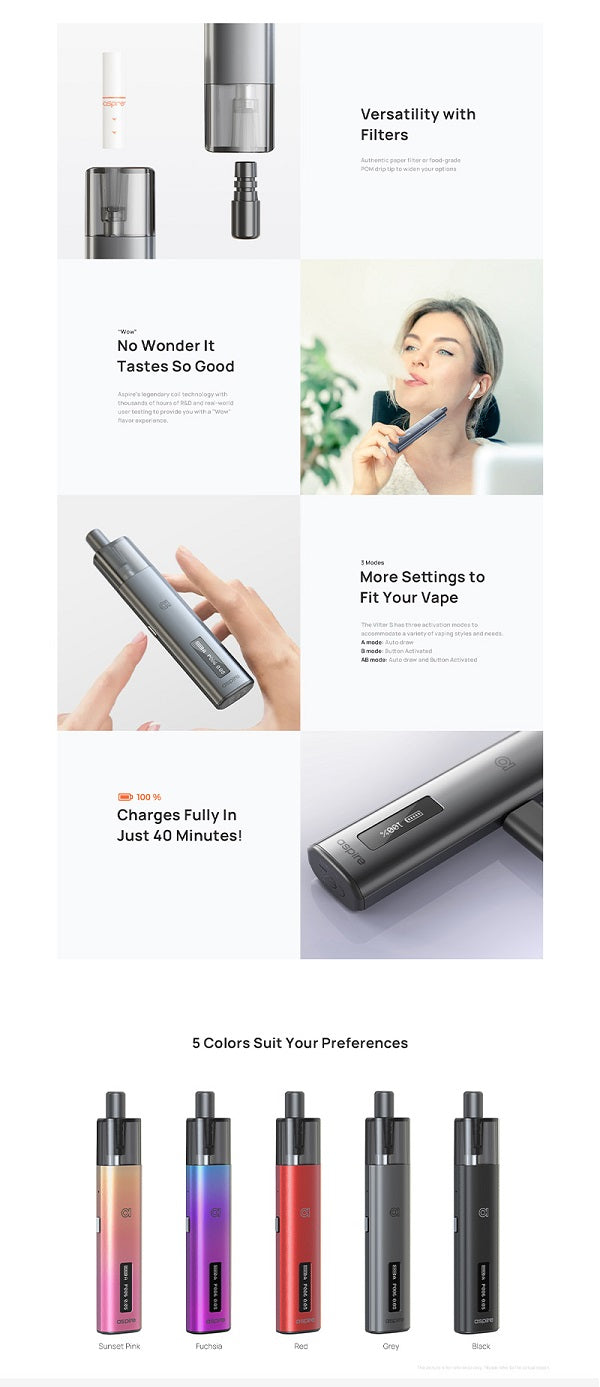 原廠正品 Aspire Vilter S Vaporizer Kit 666 2代升級版