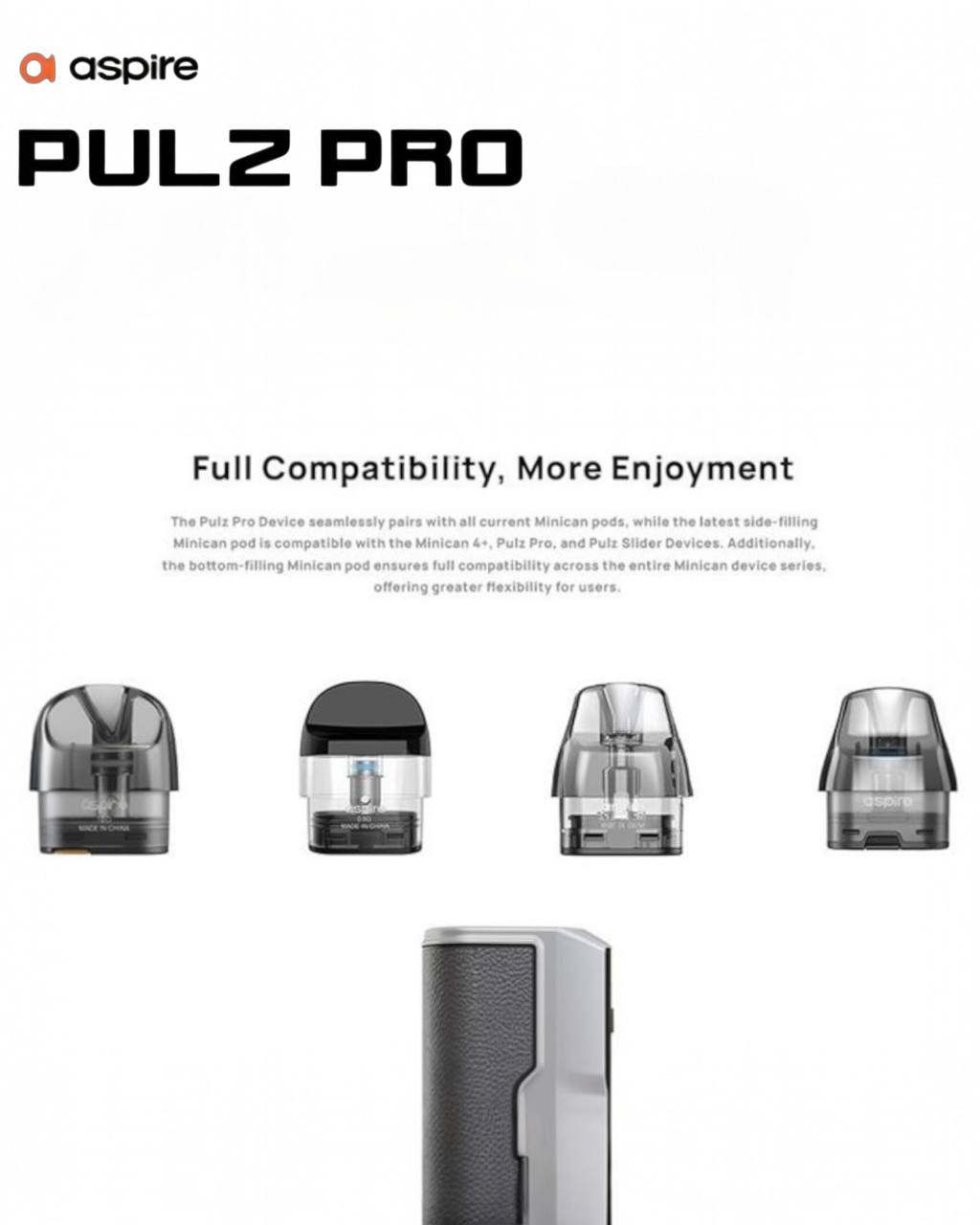 原廠正品 Aspire Pulz Pro 電子煙 小煙 注油式 大容量1400mAh Minican 5代