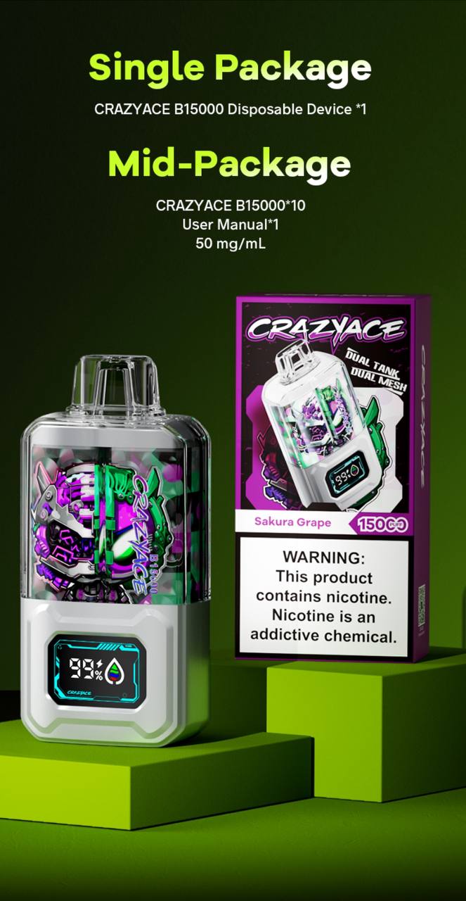 原裝進口 瘋狂CRAZYACE 15000口 一次性  電子煙 拋棄式 小煙