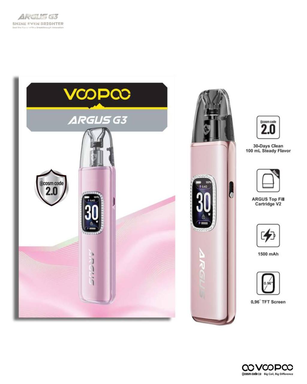 原廠正品 VOOPOO ARGUS G3 阿格斯 g3 1500mAh  大容量 電子煙 小煙